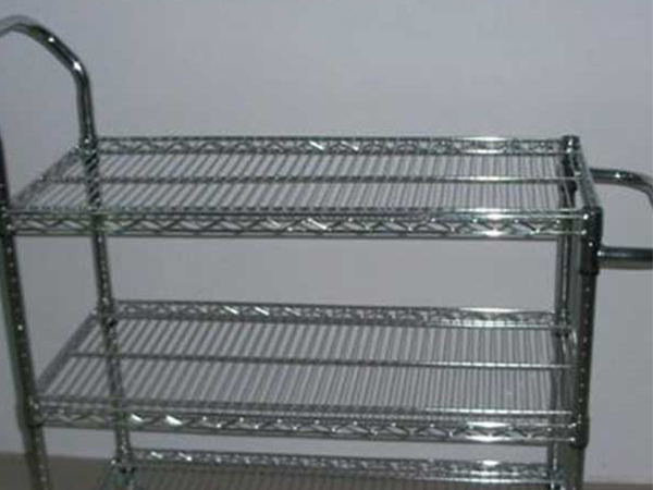 静音车间工厂物料车-金属防静电理货车-镀铬线网格周转车