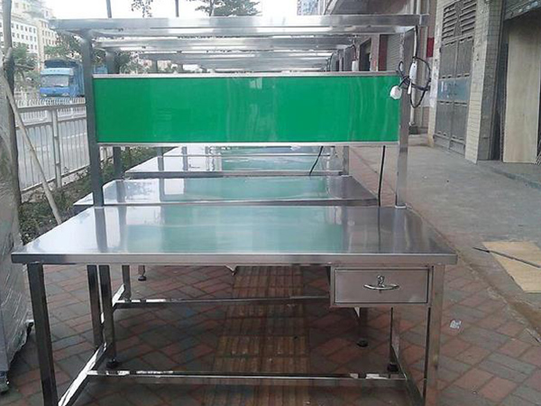 惠州品检工作台-带灯架工作台-钢板工作台
