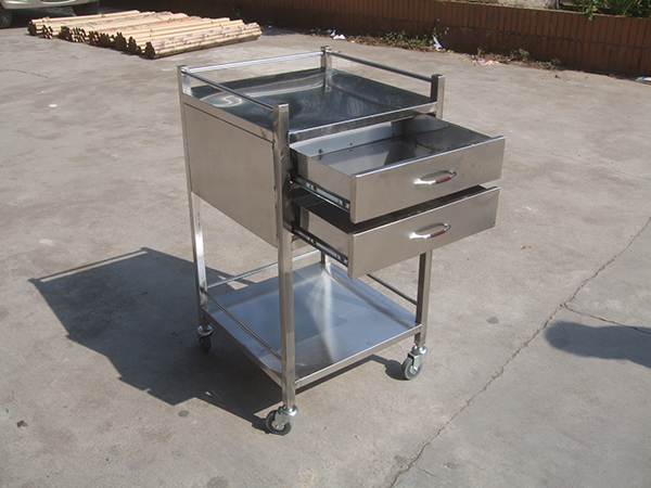 周口不锈钢医疗手推车医用护士推车学校实验室不锈钢仪器静音推车图片